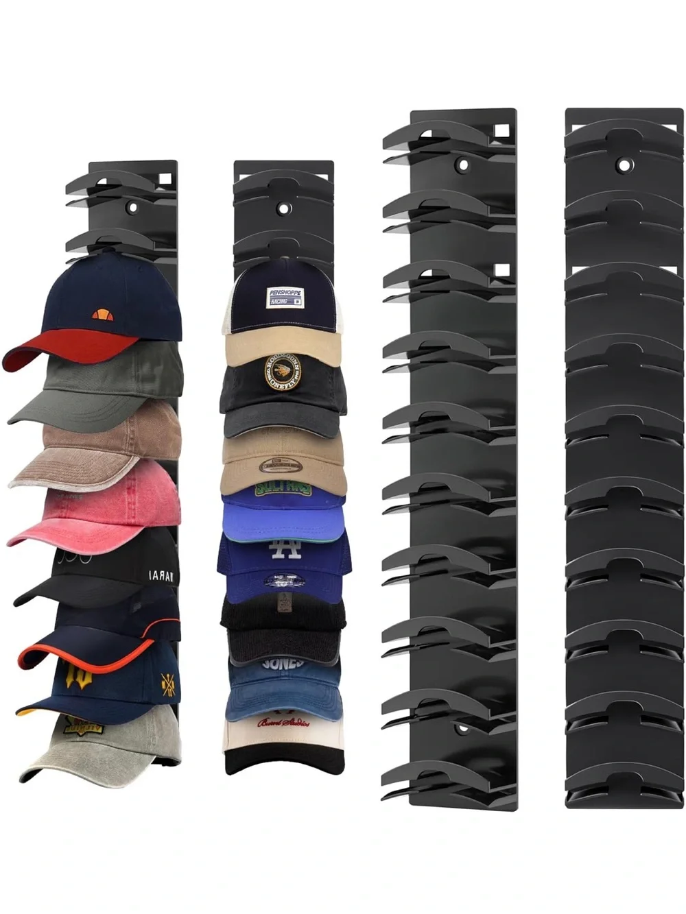 Wall-Mounted Baseball Cap Rack Organizer - Black